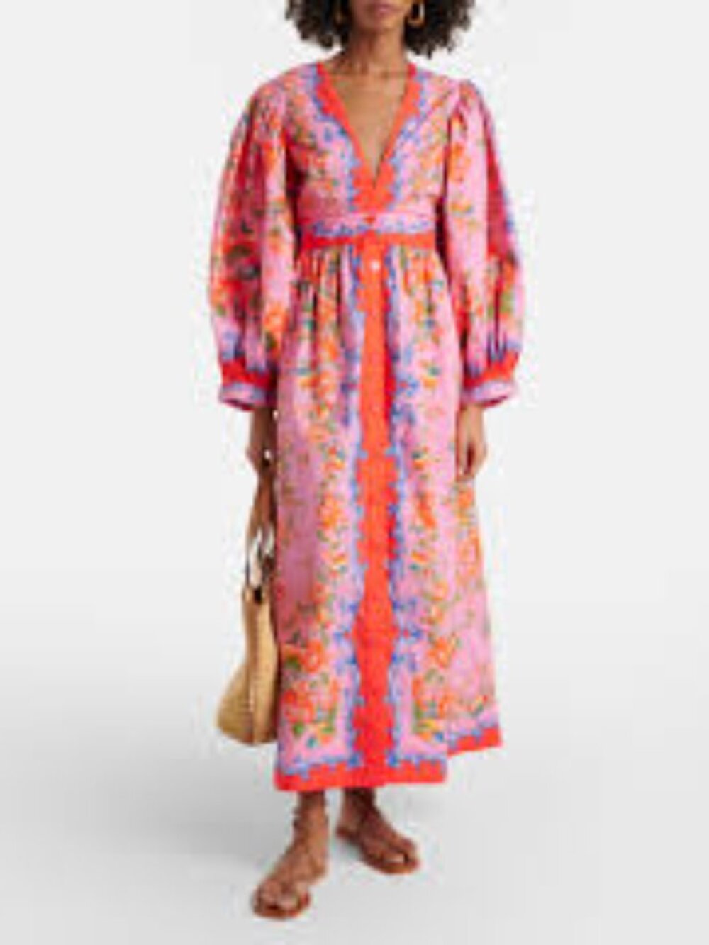 FARM Rio Sicily Flowers Orange & Pink Floral Cotton Dress - Picture 2 of 9